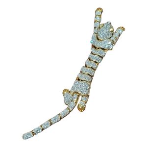 80s Articulating Panther Brooch Green Rhinestone Eyes shoulder brooch